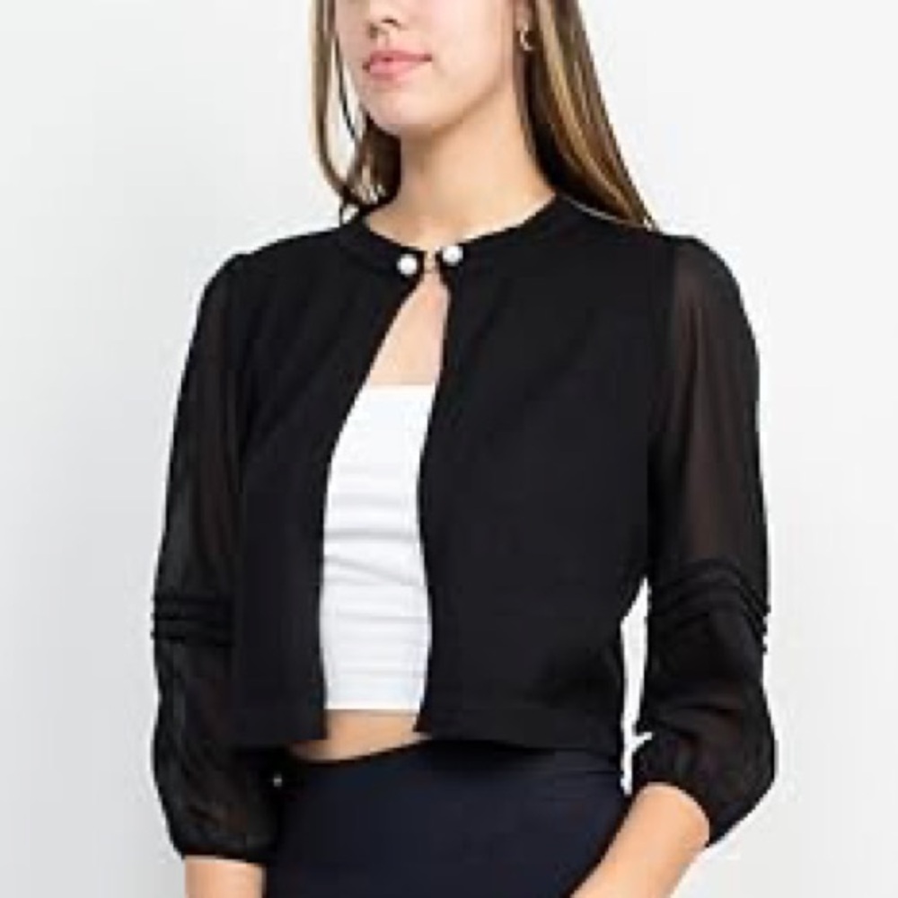 Nina Leonard Black Knit Cardigan NWOT